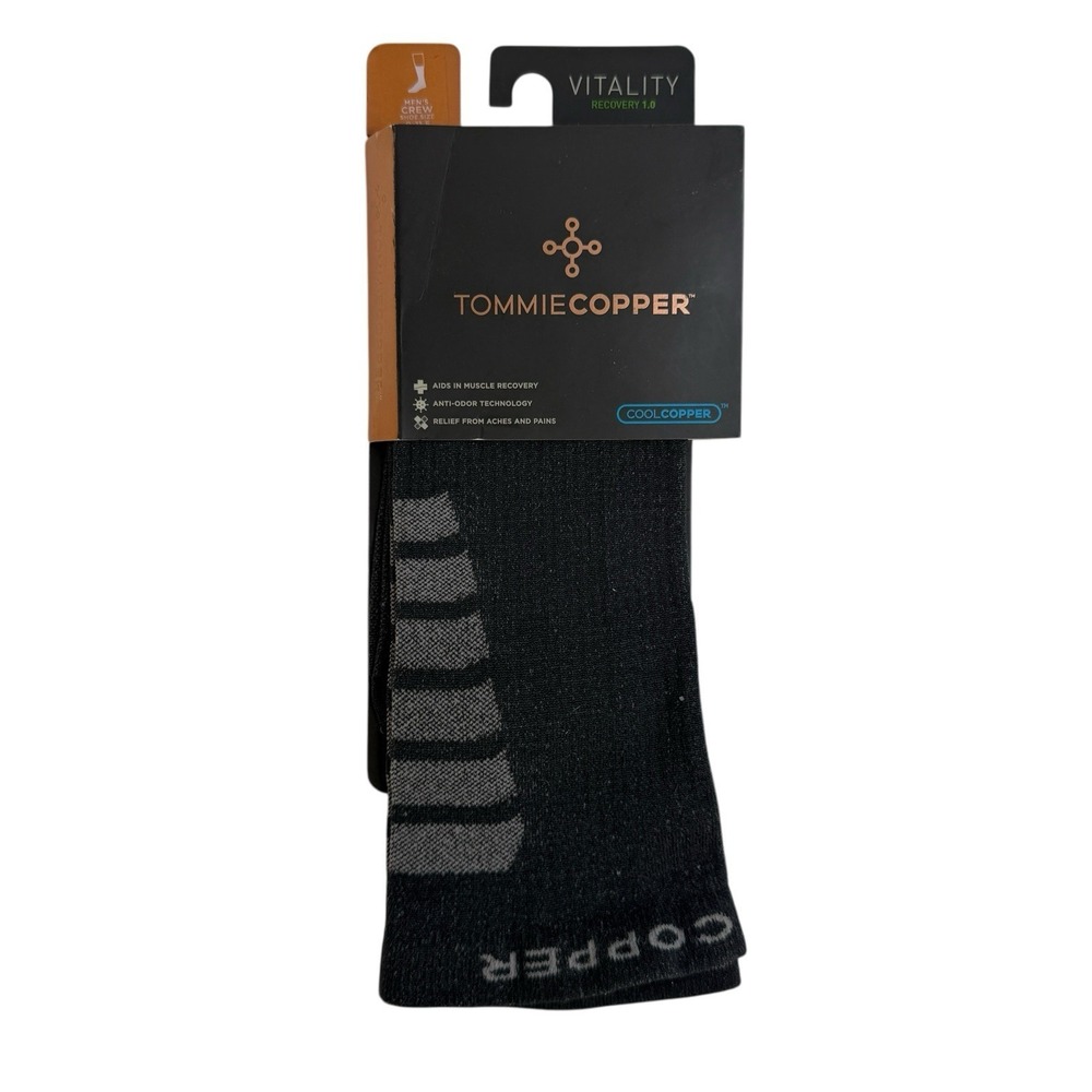 Tommie Copper Size 9-11.5 Vitality Recovery 1.0 Crew Socks Compression Men's NEW